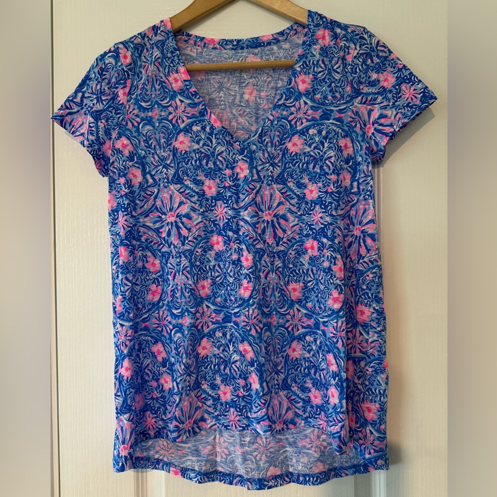 Lilly Pulitzer Etta V Neck Blue Peri Takin It Easy